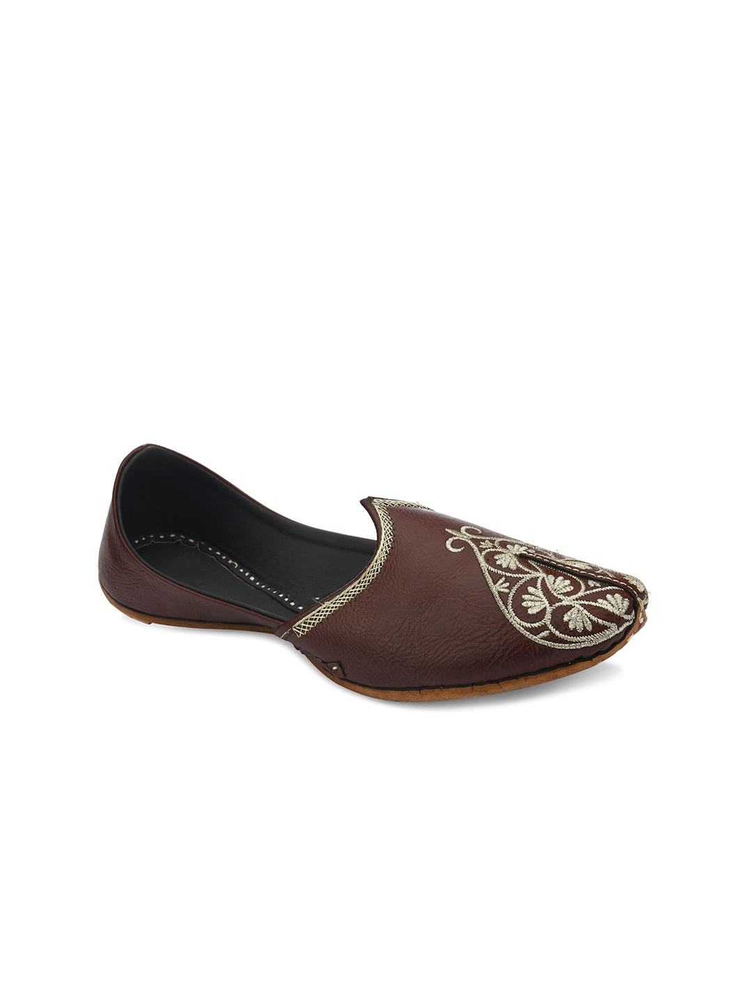 

Hulya Men Brown Woven Design Leather Mojaris