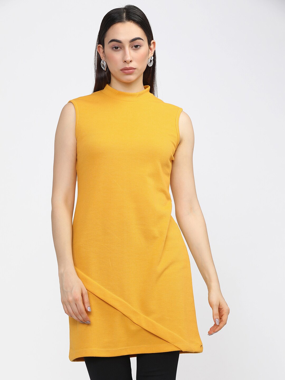 

Vishudh Mustard High Neck Tunic