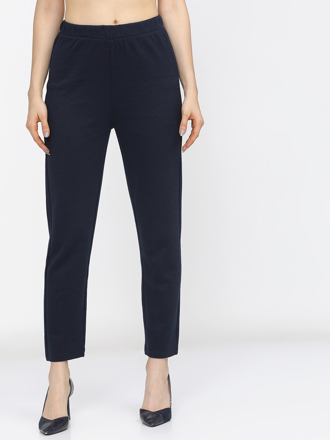 

Vishudh Women Navy Blue Cigerette Trousers
