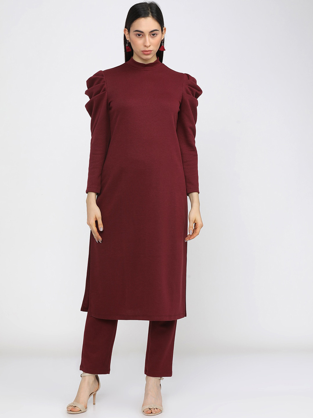 

Vishudh Women Maroon Regular Kurta with Trousers