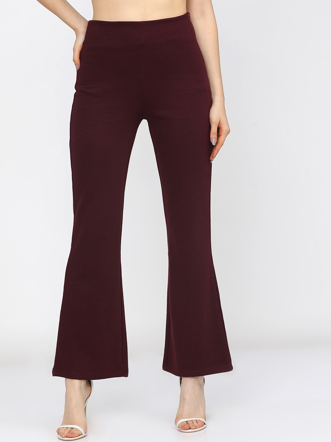 

Vishudh Women Maroon Solid Bootcut Trousers