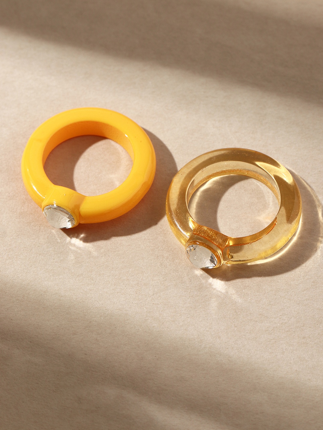 

URBANIC Women Set of 2 Mustard Yellow & Golden Rings