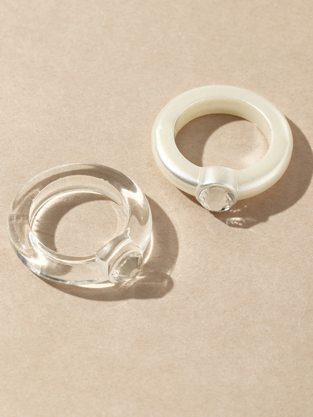 

URBANIC Women Set of 2 White Finger Rings
