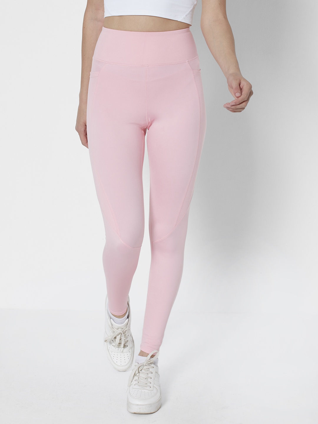 

URBANIC Women Pink Solid Slim Fit Gym Tights