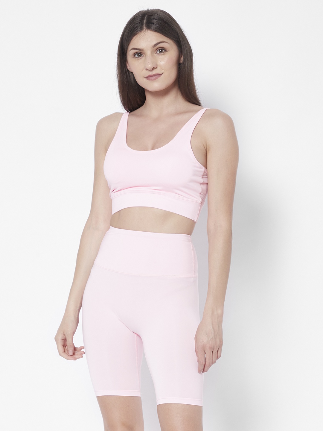 

URBANIC Women Pink Solid Slim Fit Gym Tracksuit