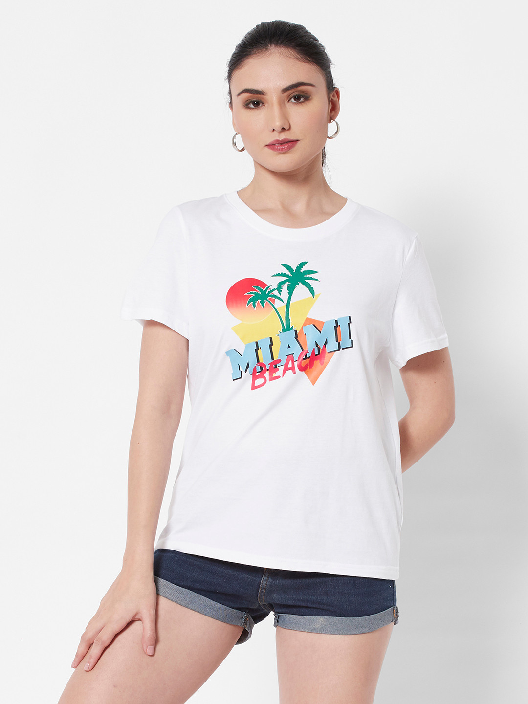 

URBANIC Women White Typography Printed T-shirt