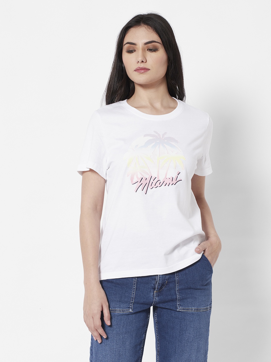 

URBANIC Women White Typography Printed T-shirt