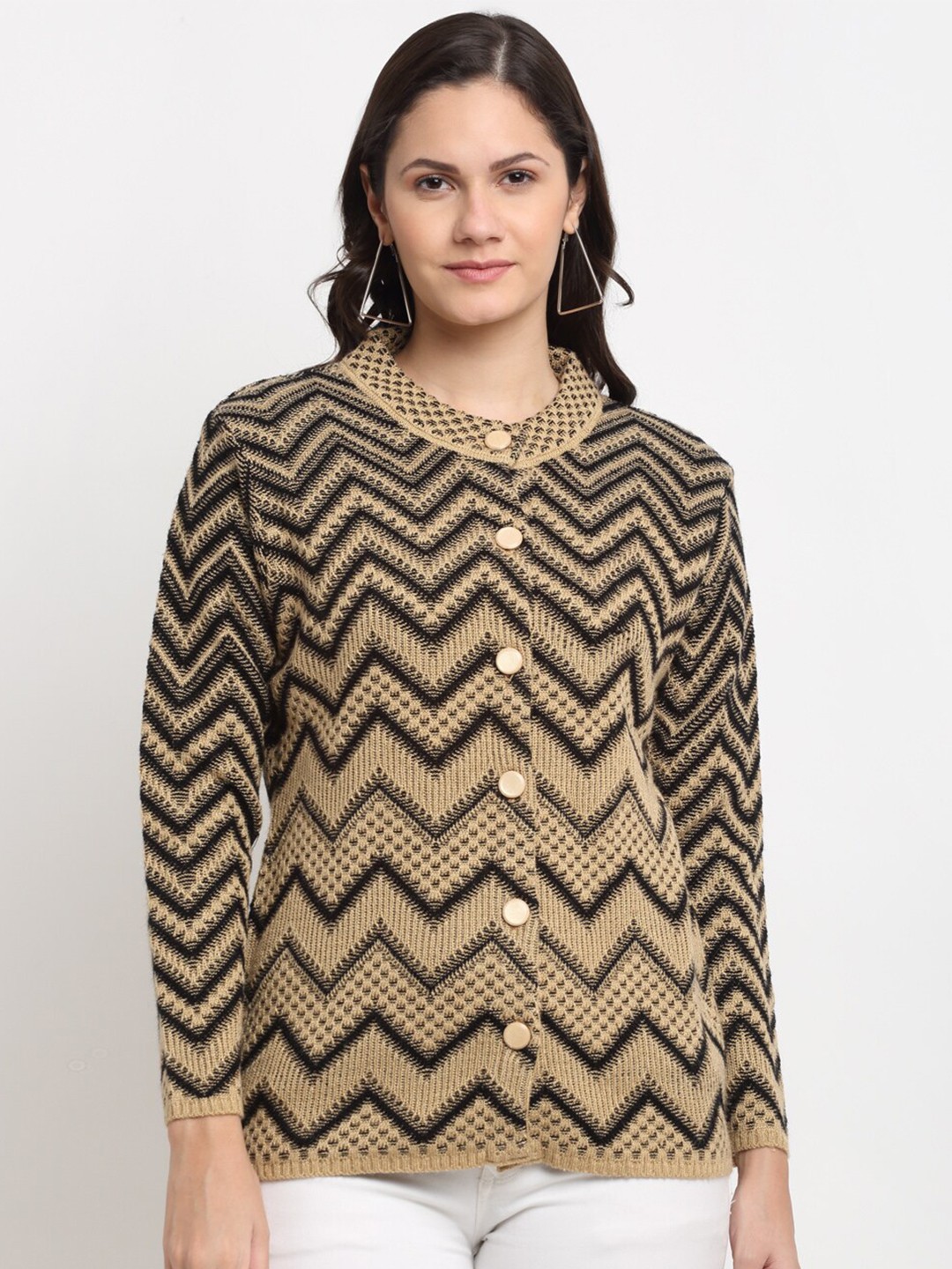 

PERFECT LINE Women Brown & Black Cardigan