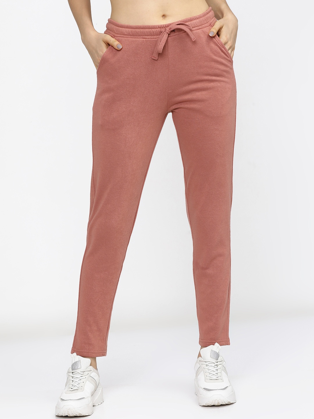 

Tokyo Talkies Women Pink Solid Slim Fit Track Pants