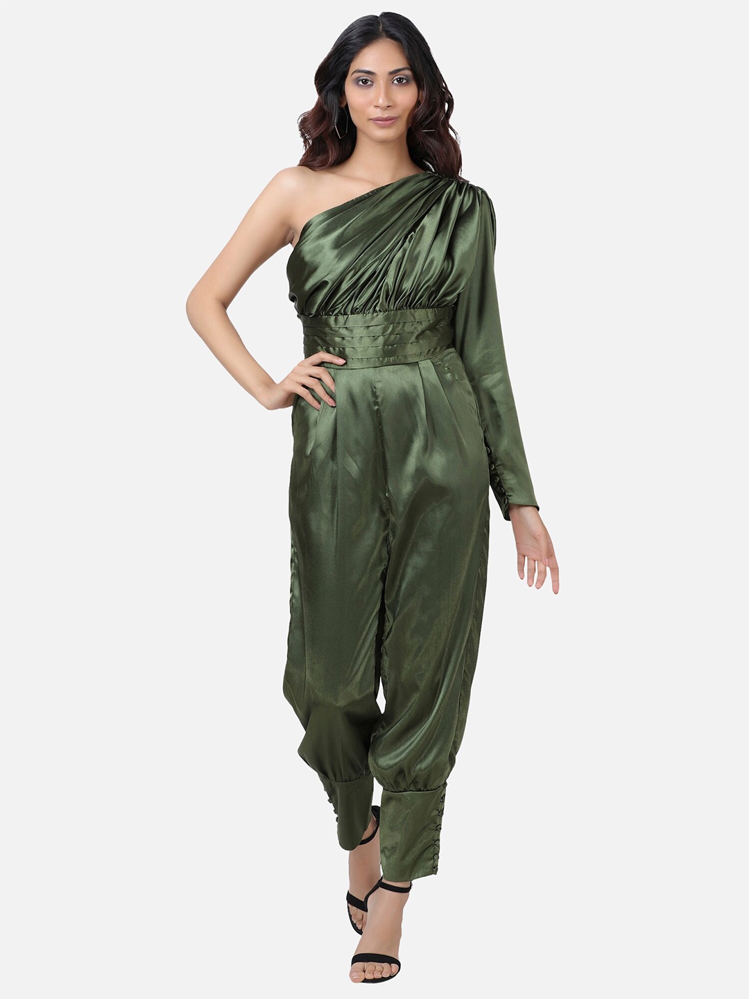 

ATTIC SALT Olive Green Basic Jumpsuit