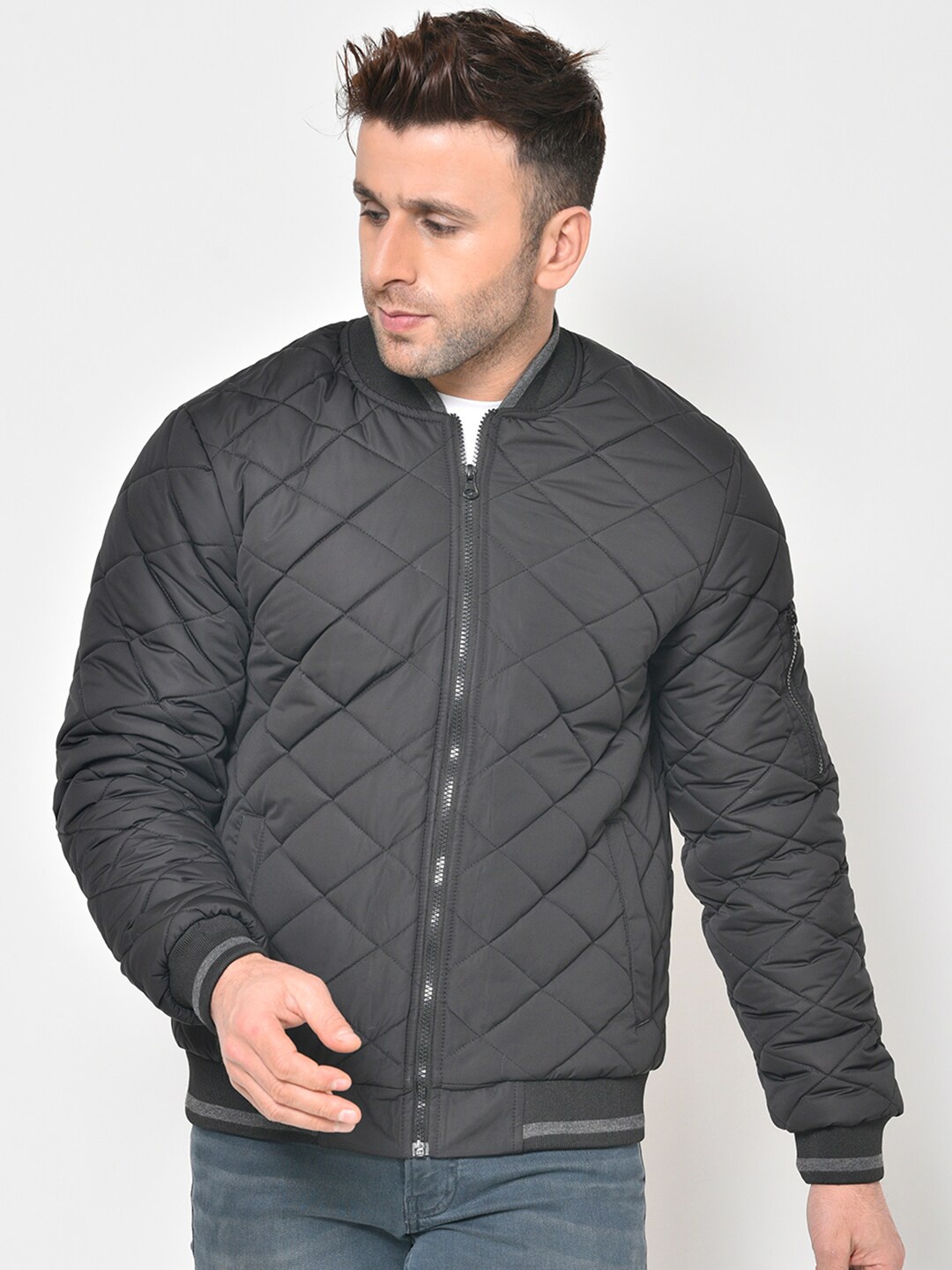 

PERFKT-U Men Black Lightweight Antimicrobial Bomber Jacket