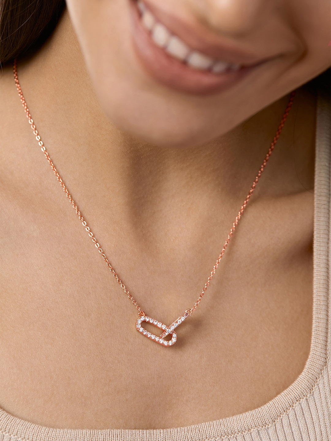 

MINUTIAE Rose Gold & White Brass Rose Gold-Plated Handcrafted Necklace