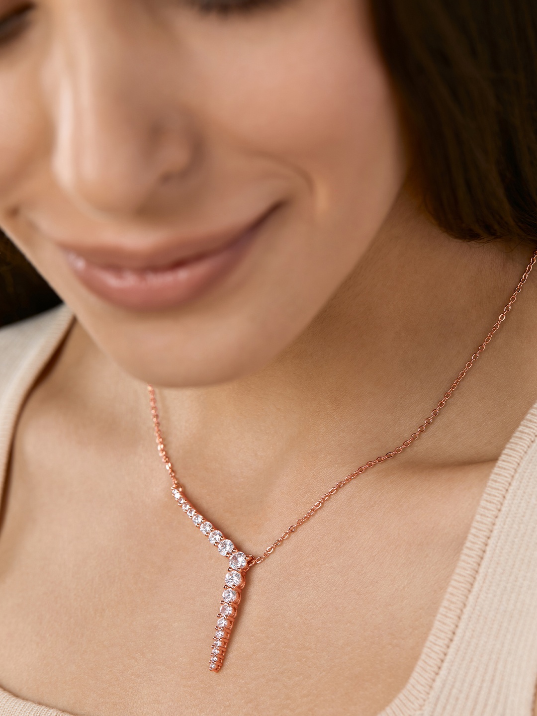 

MINUTIAE Rose Gold & White Brass Rose Gold-Plated Handcrafted Necklace