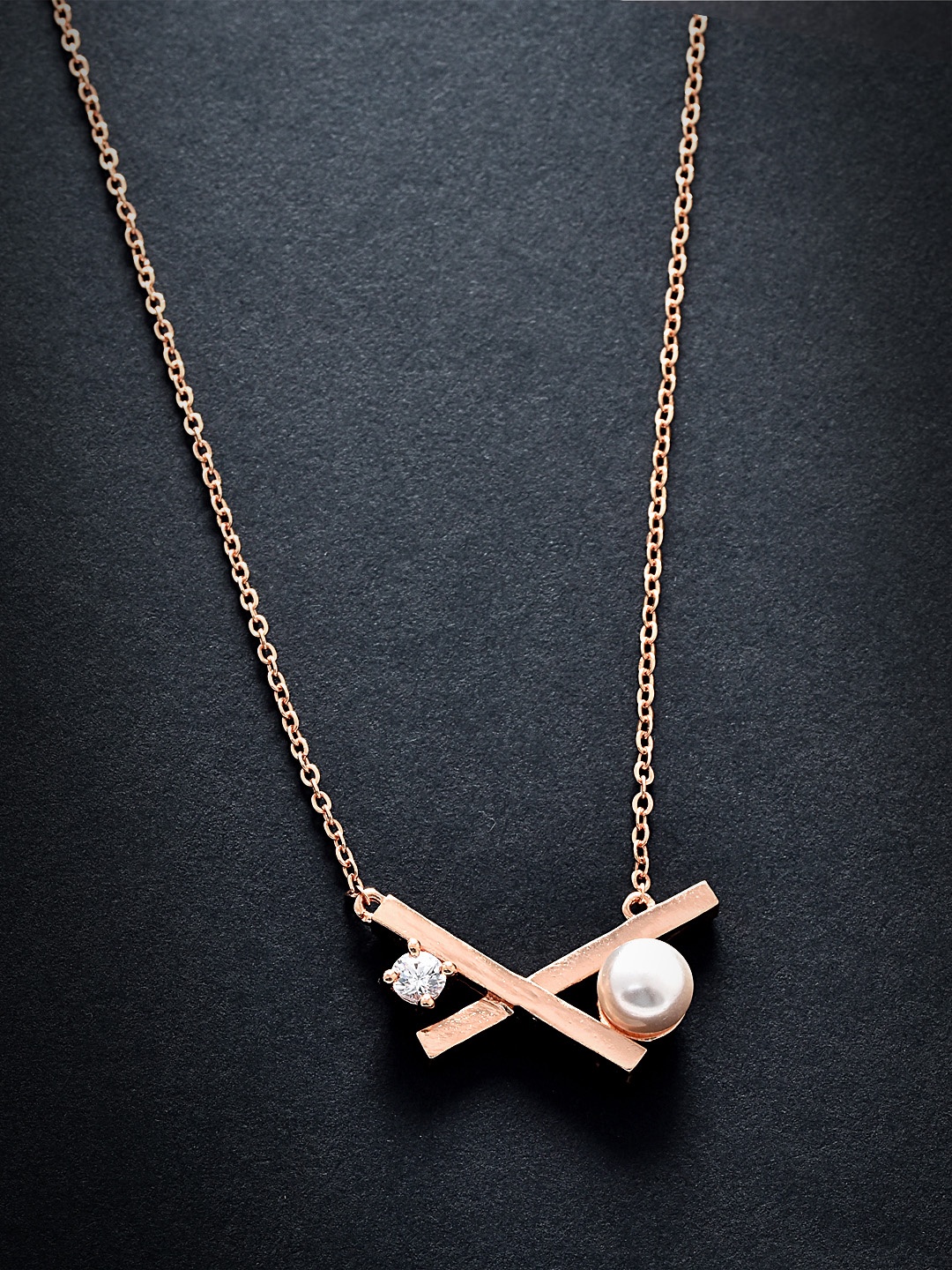 

MINUTIAE Rose Gold & White Brass Rose Gold-Plated Necklace