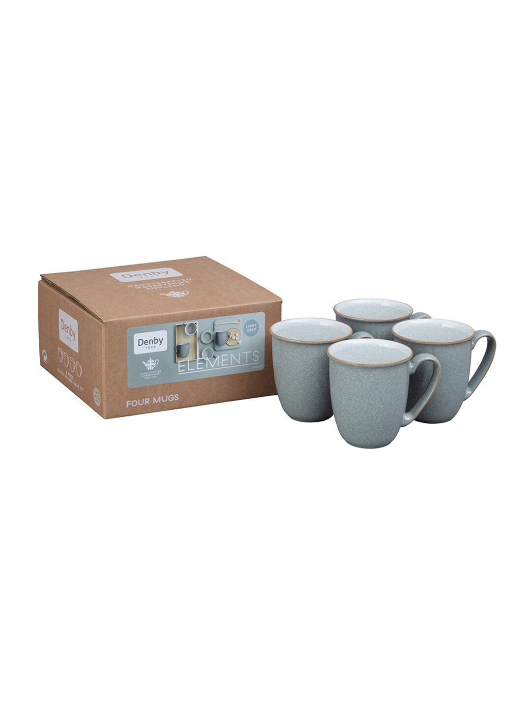 

Denby Grey Handcrafted Textured Stoneware Glossy Mugs Set of Cups and Mugs