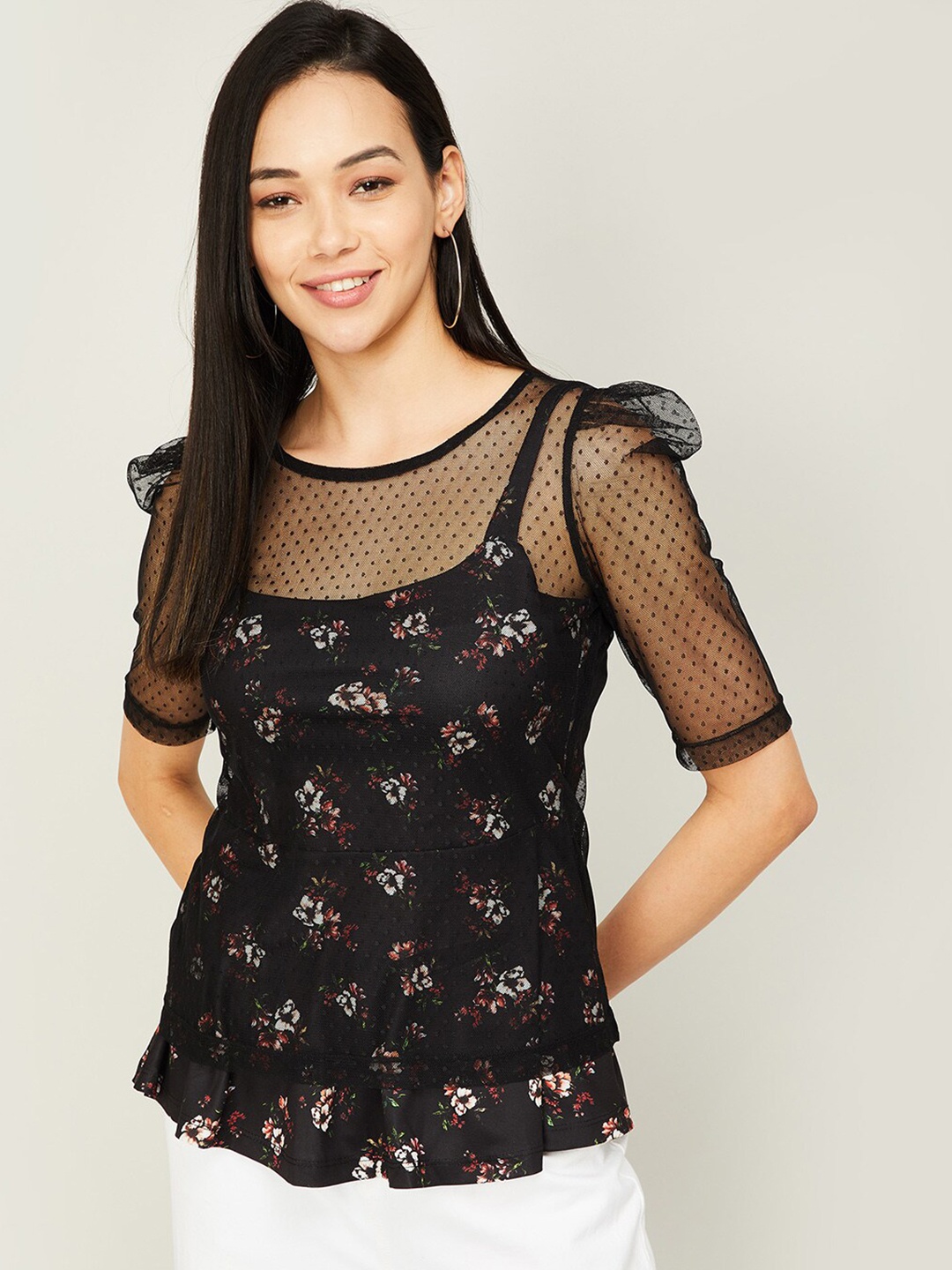 

CODE by Lifestyle Black Floral Regular Top