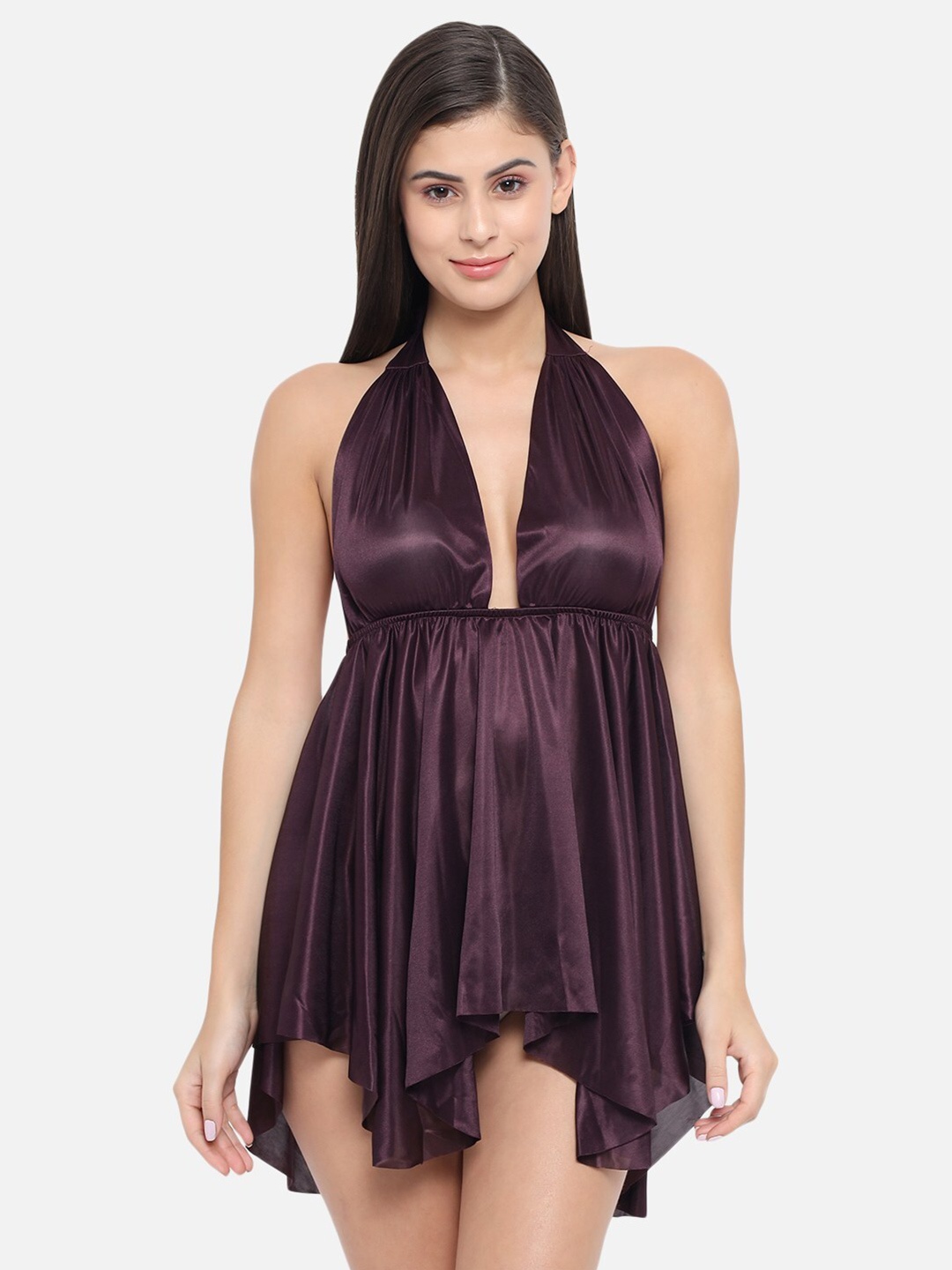 

Klamotten Burgundy Baby Doll with High-Low