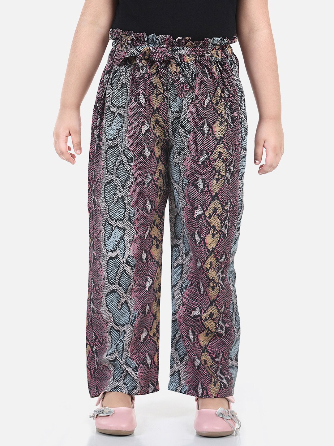 

Cutiekins Girls Purple & Blue Snakeskin Printed Knitted Palazzos