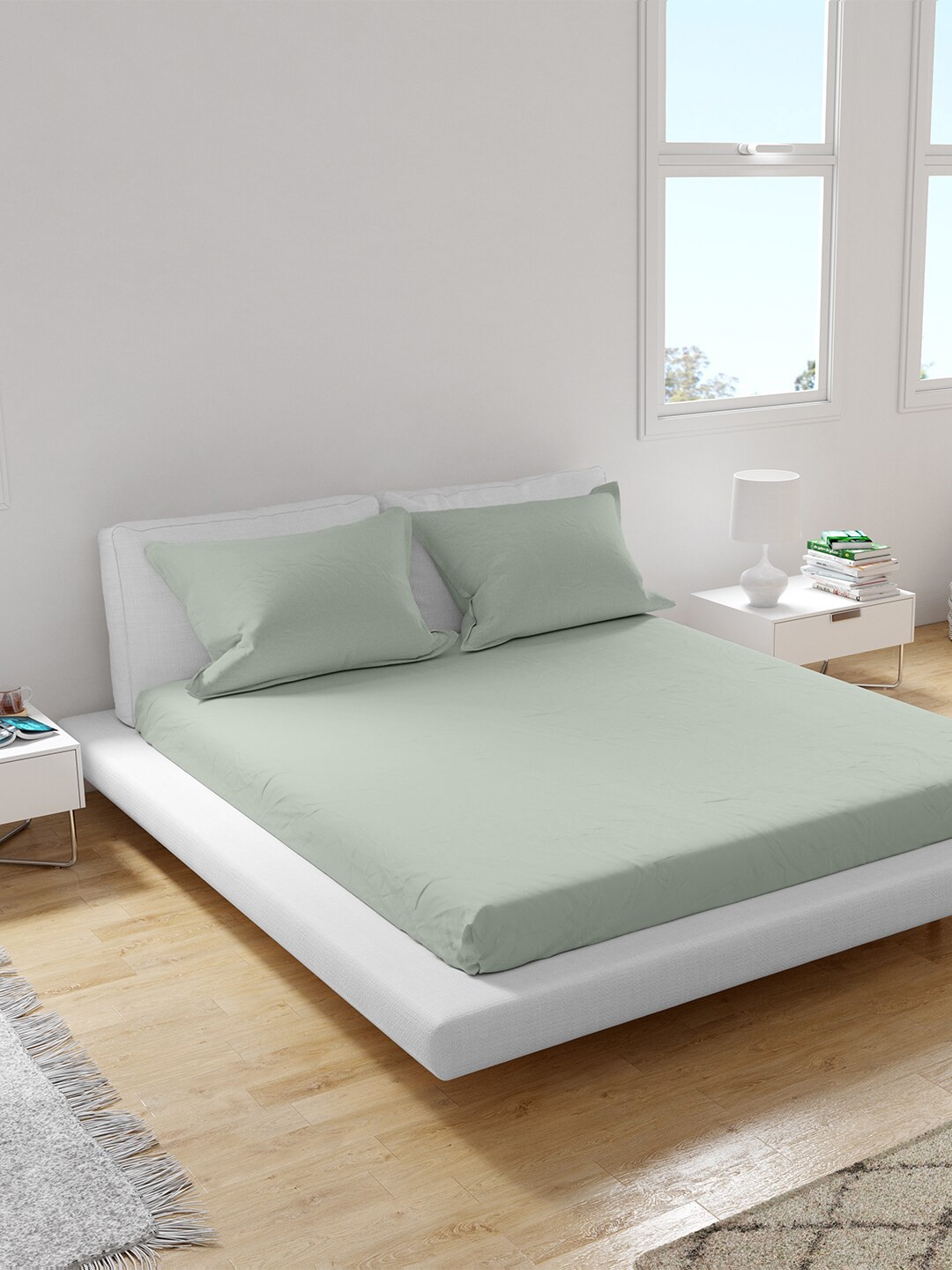 

Himeya Green 200 TC Sustainable King Bedsheet with 2 Pillow Covers