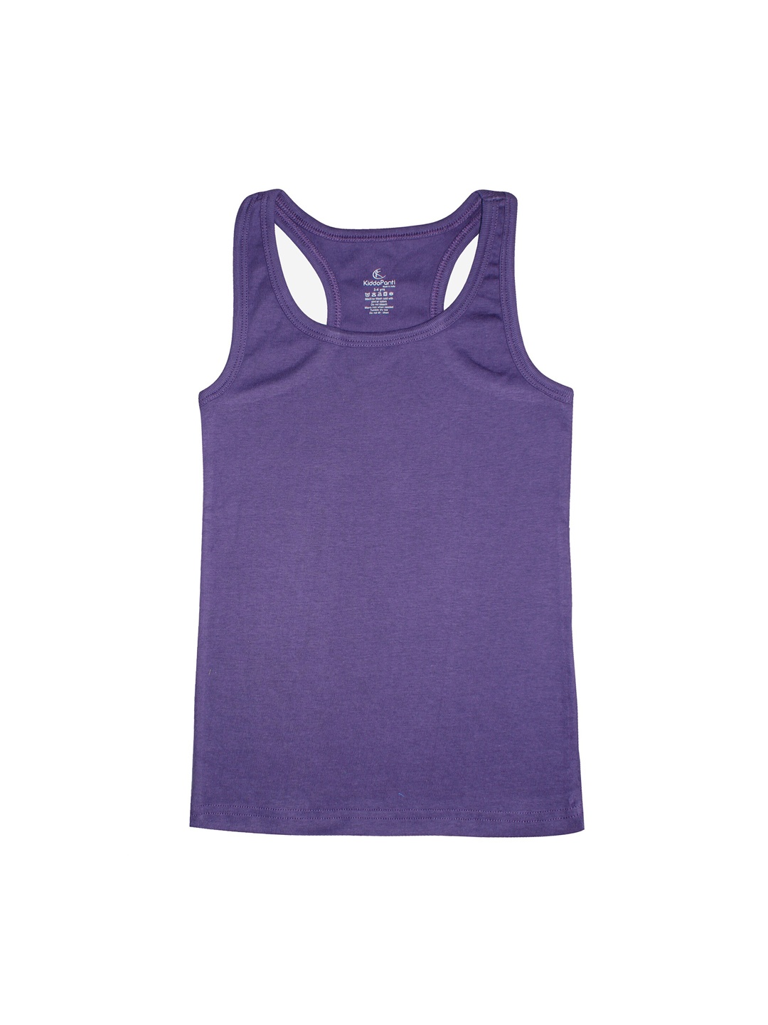 

KiddoPanti Girls Purple Solid Cotton Rib Racer Back Tank Top