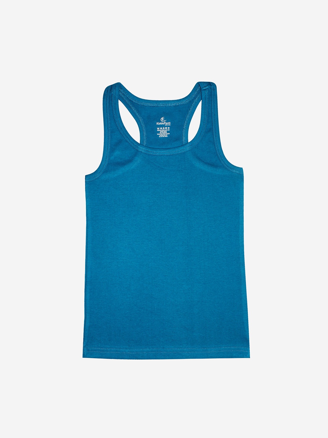 

KiddoPanti Girls Teal Blue Solid Pure Cotton Camisole