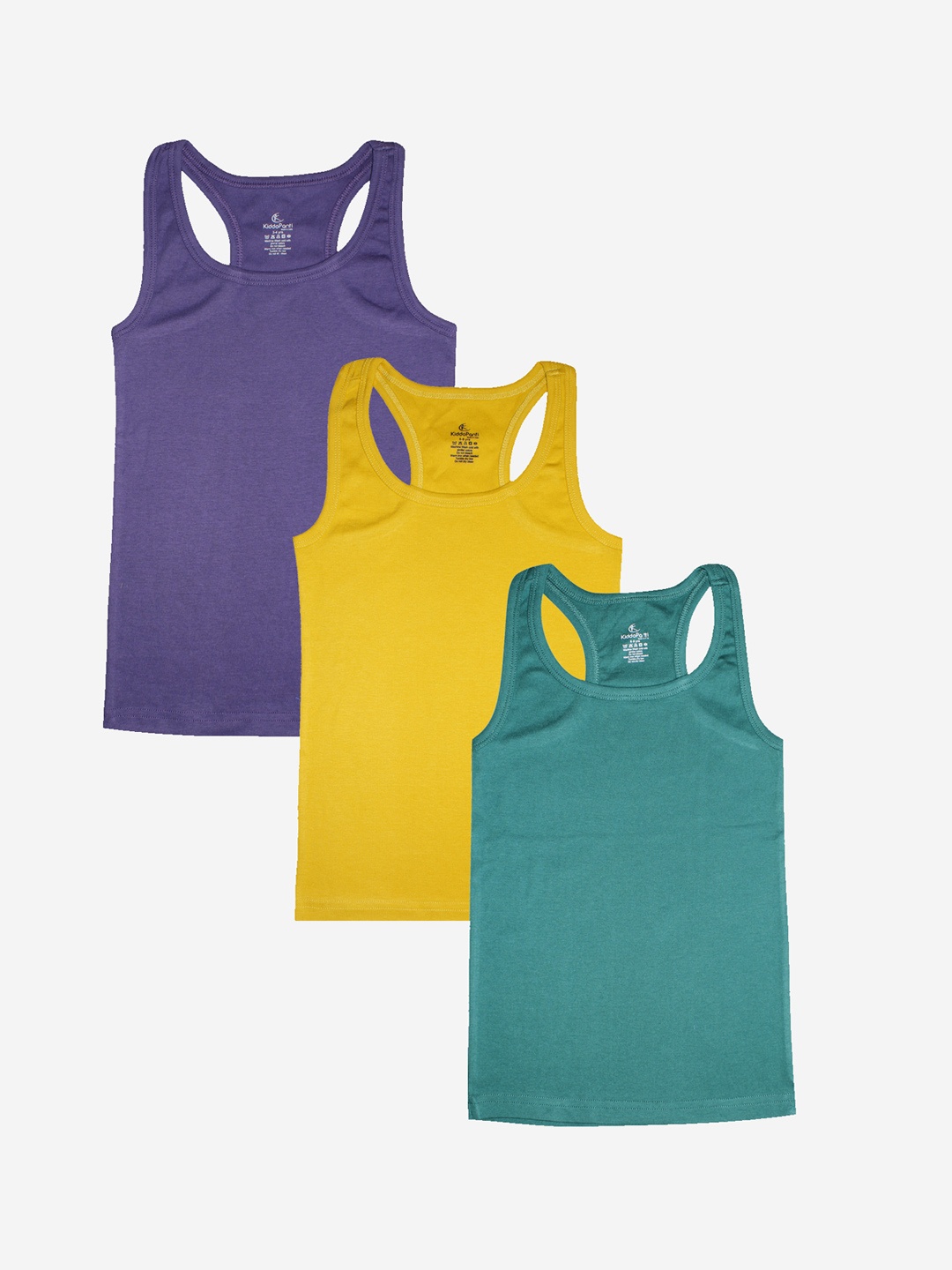 

KiddoPanti Girls Pack of 3 Solid Cotton Rib Tank Top, Purple
