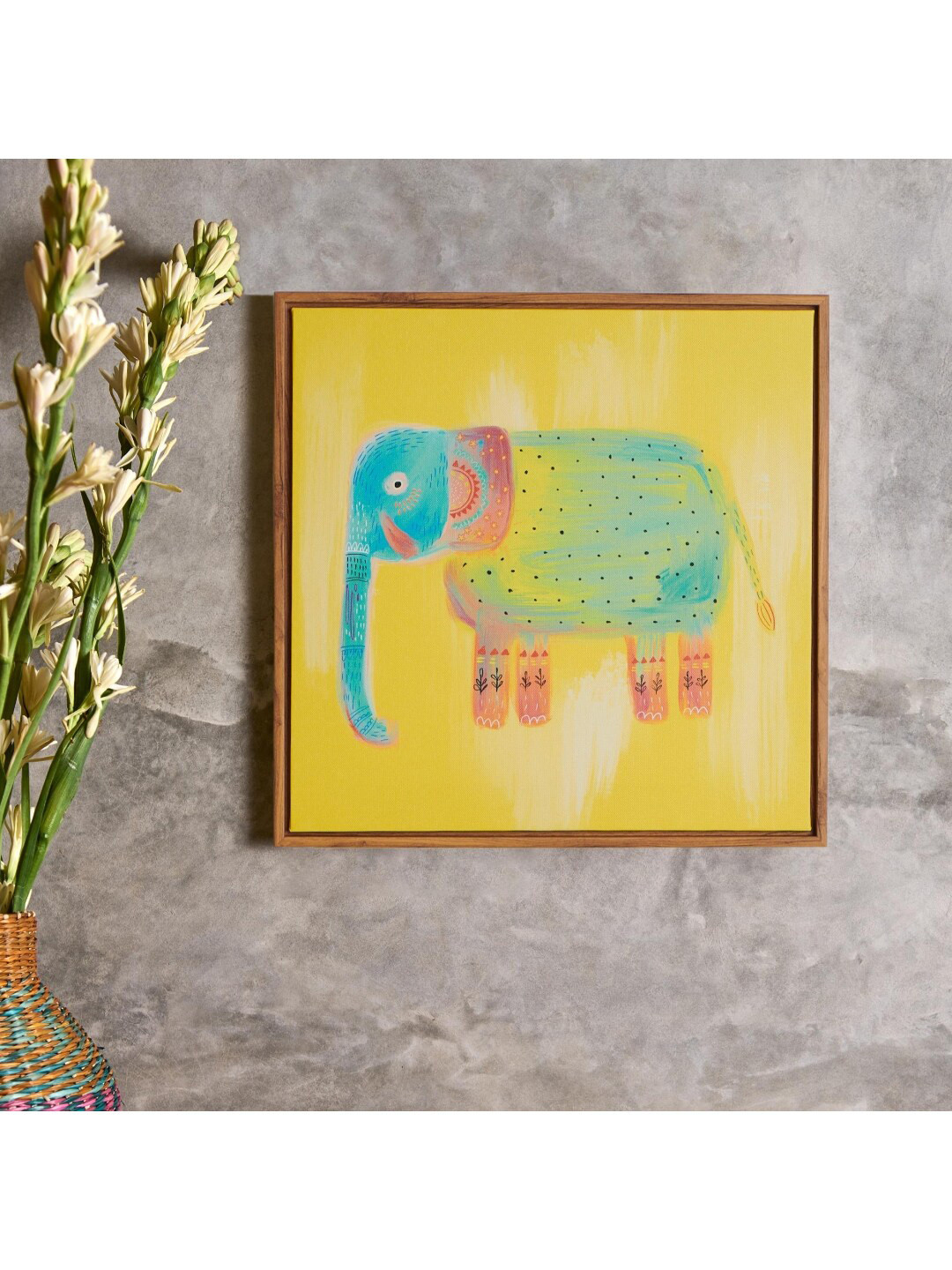 

Chumbak Yellow & Blue Tribal Tusker Wall Art