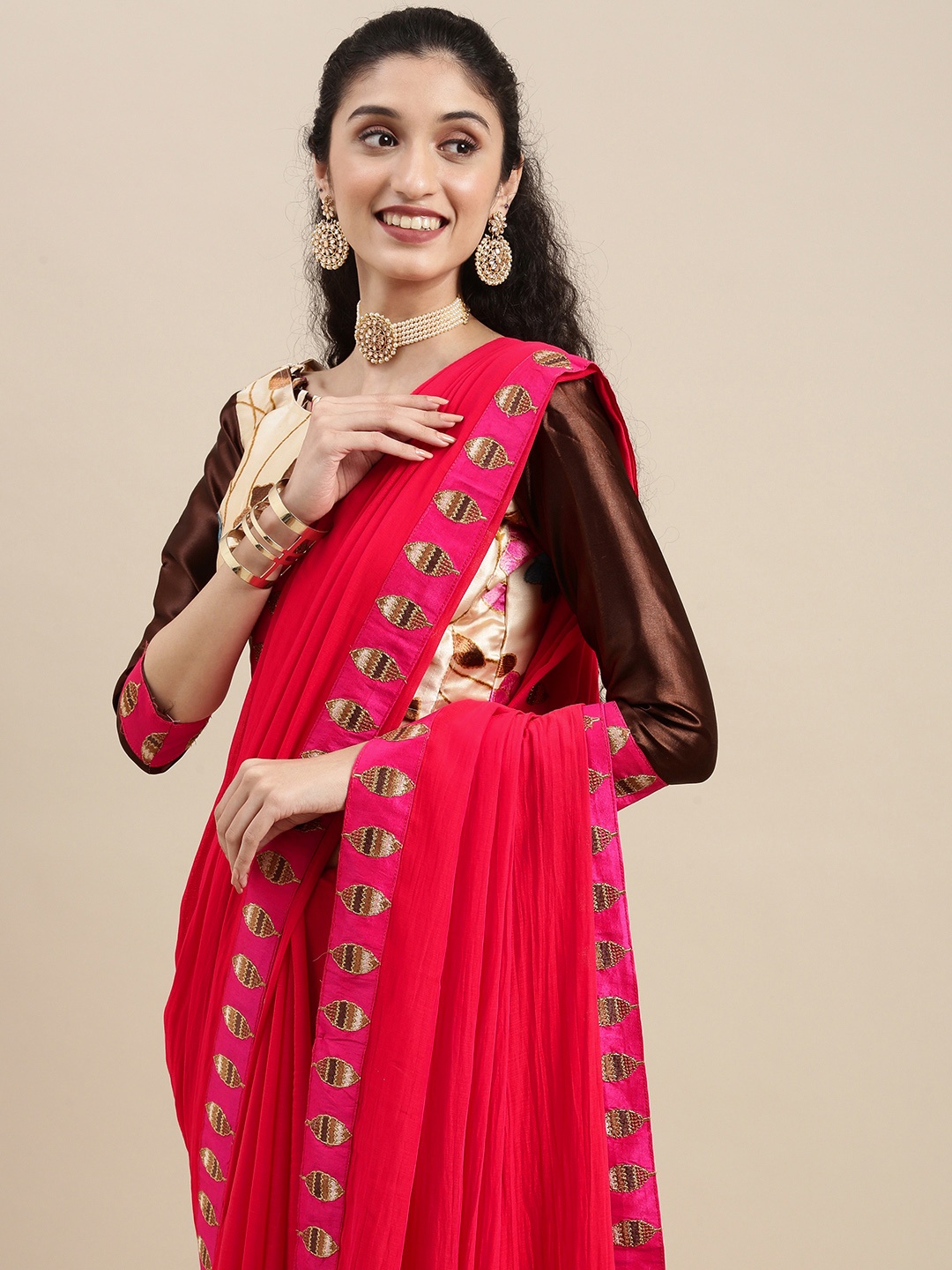

Mitera Pink Pure Georgette Saree