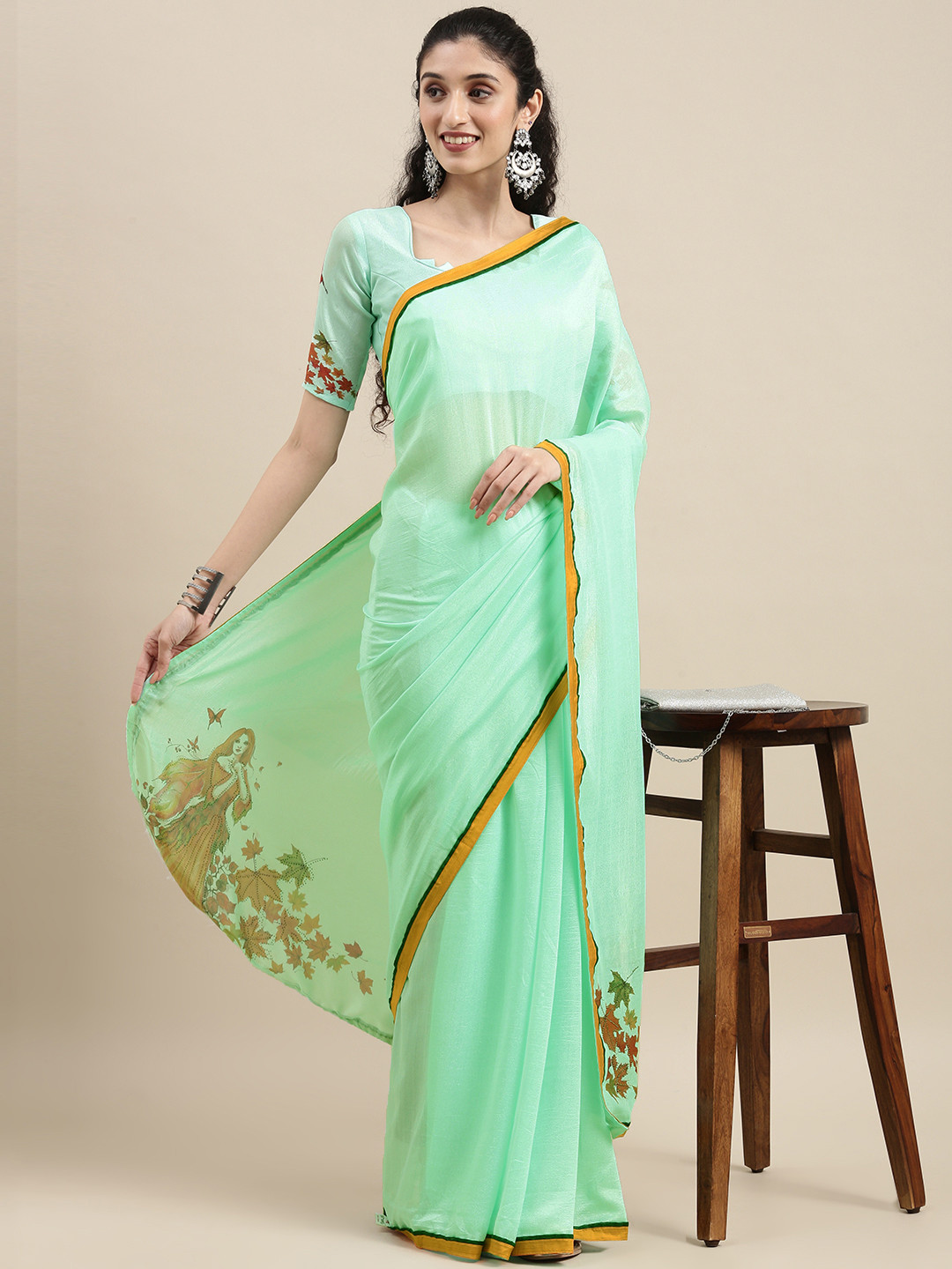 

Mitera Green Pure Georgette Saree