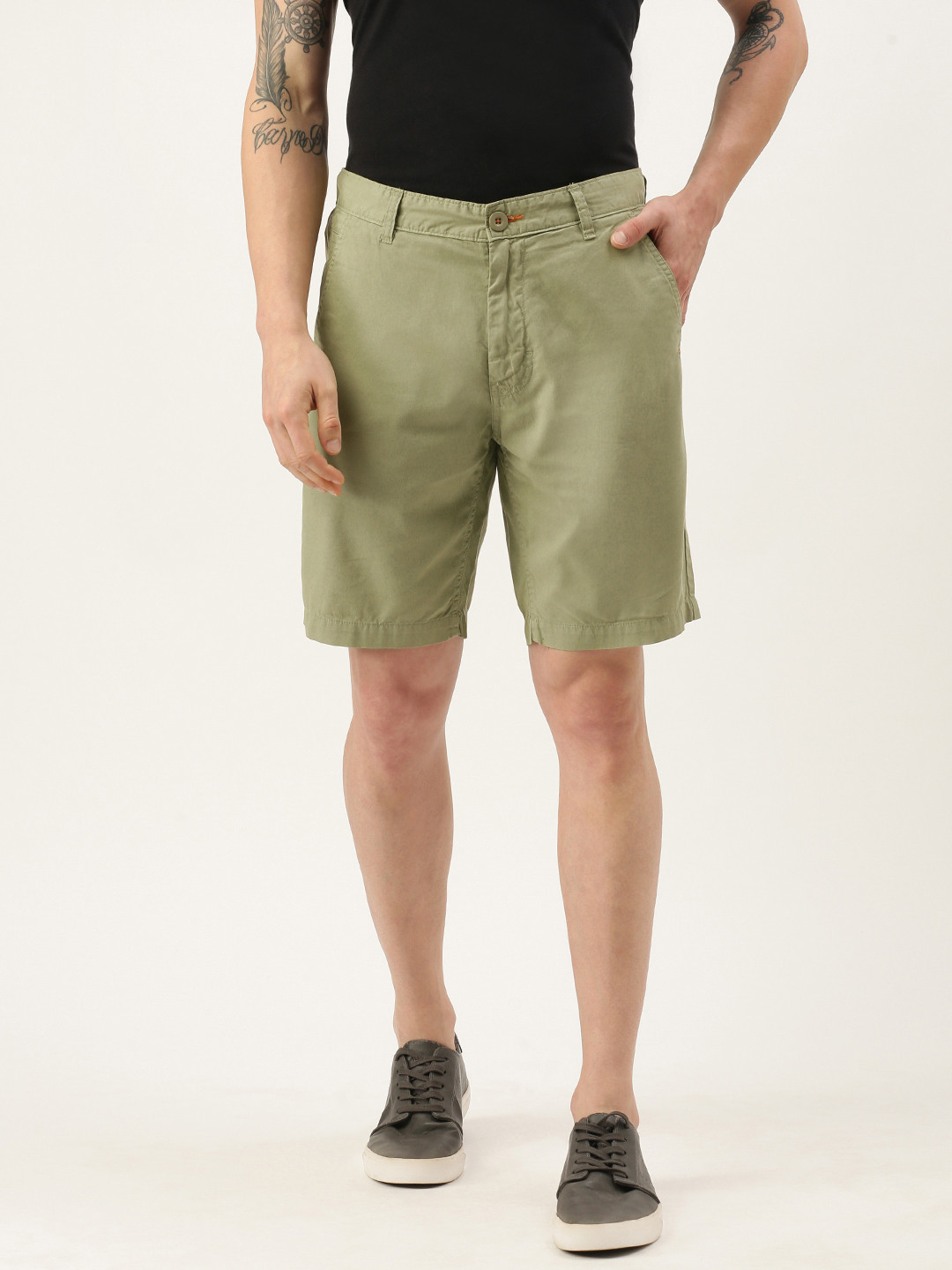 

IVOC Men Green Printed Slim Fit Chino Shorts