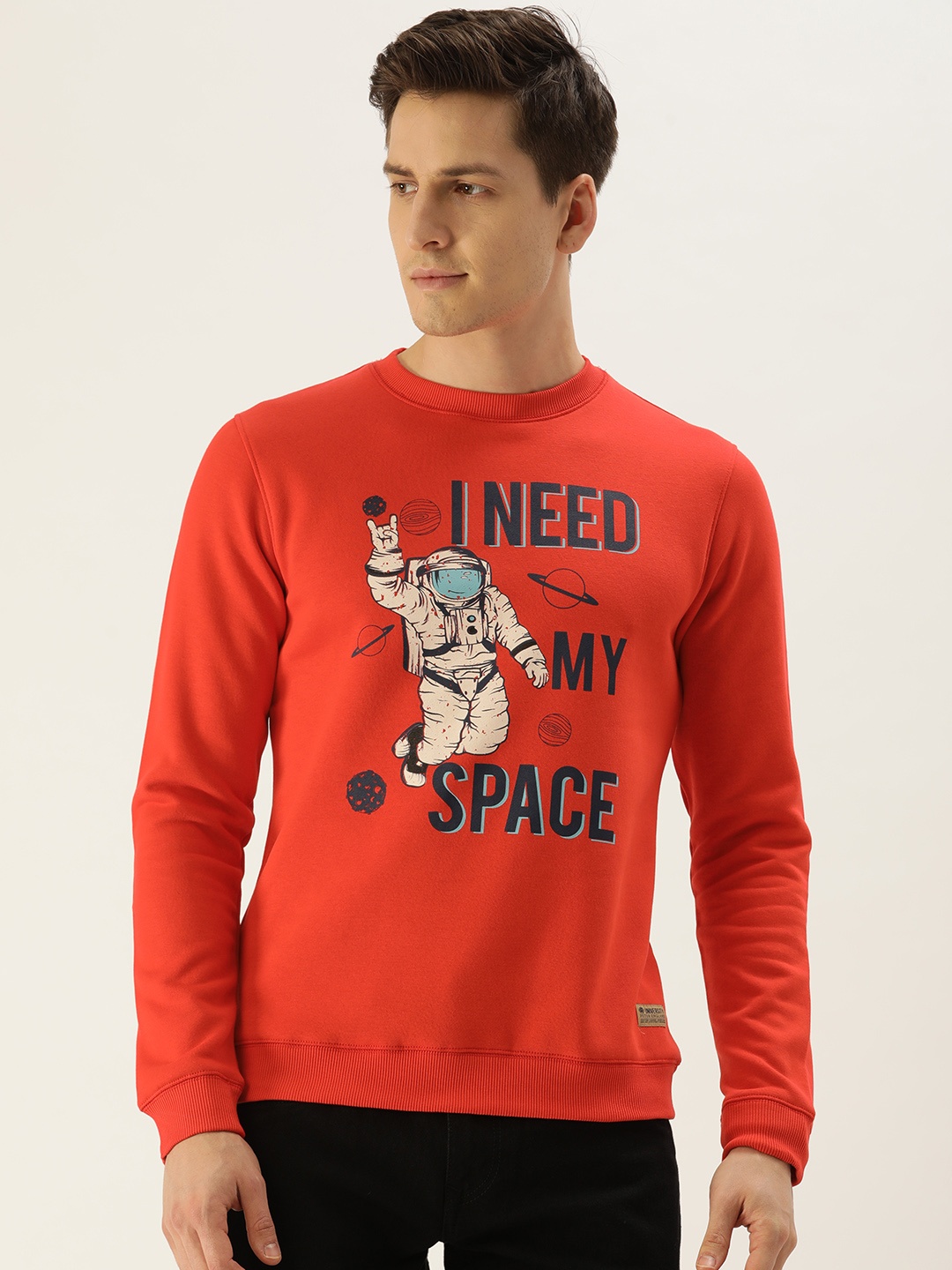 

PETER ENGLAND UNIVERSITY Men Red Printed Sweatshirt