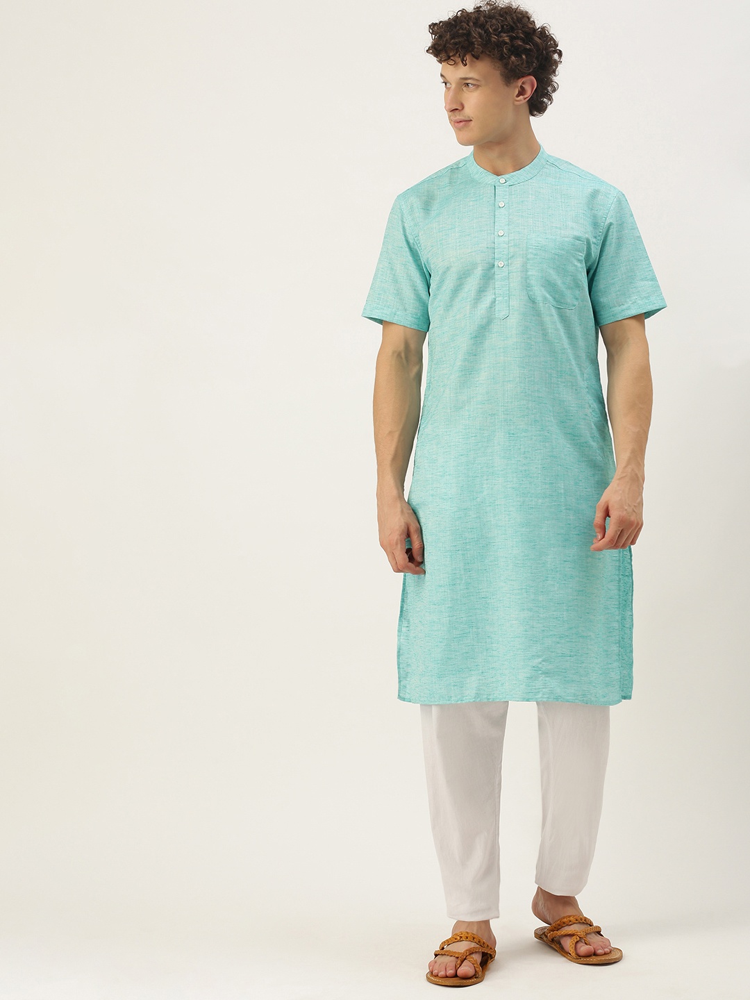 

IVOC Men Sea Green Kurta