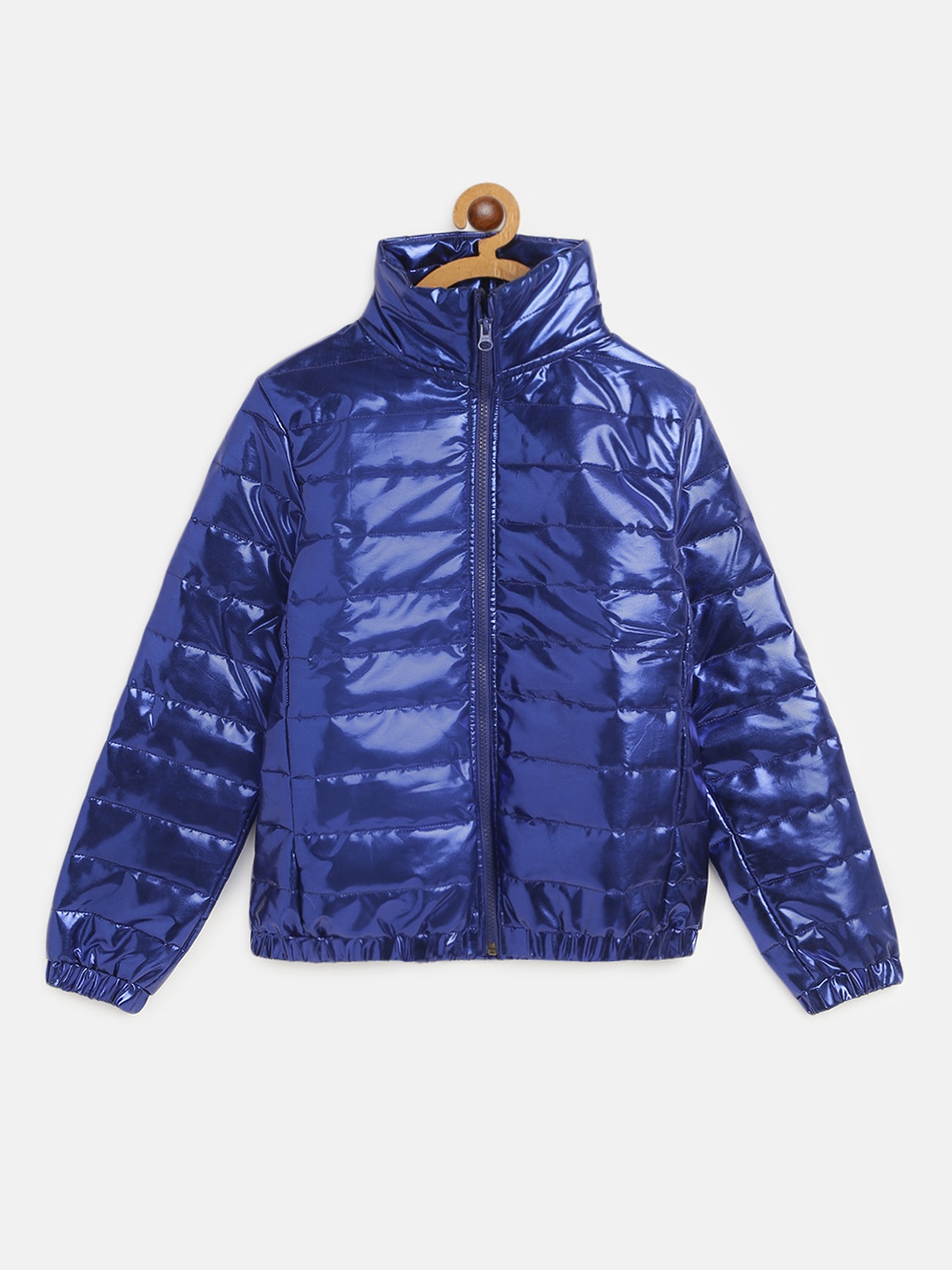 

Noh Voh - SASSAFRAS Kids Girls Blue Solid Metallic Puffer Jacket