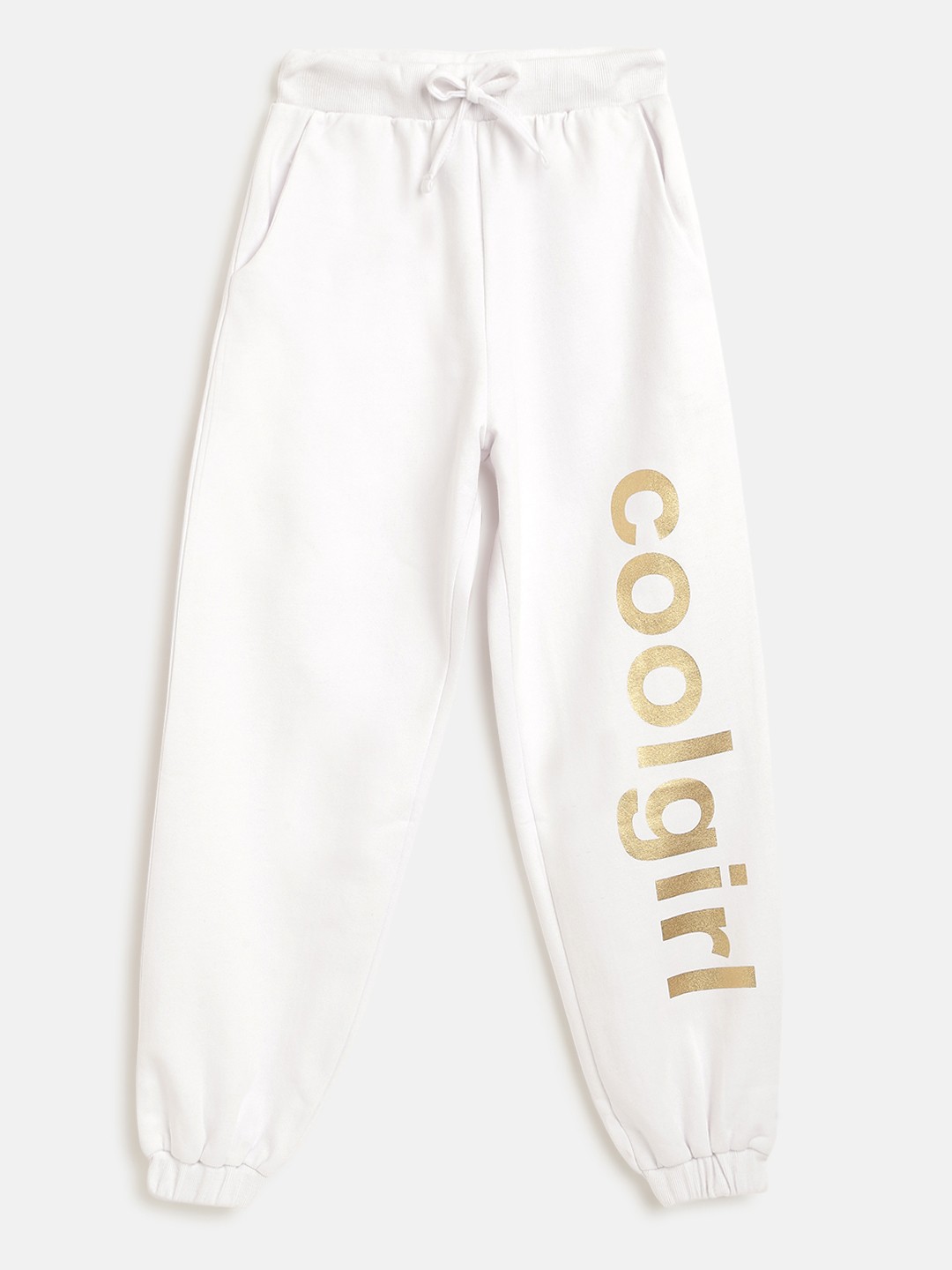 

Noh.Voh - SASSAFRAS Kids Girls White Typography Foil Print Joggers