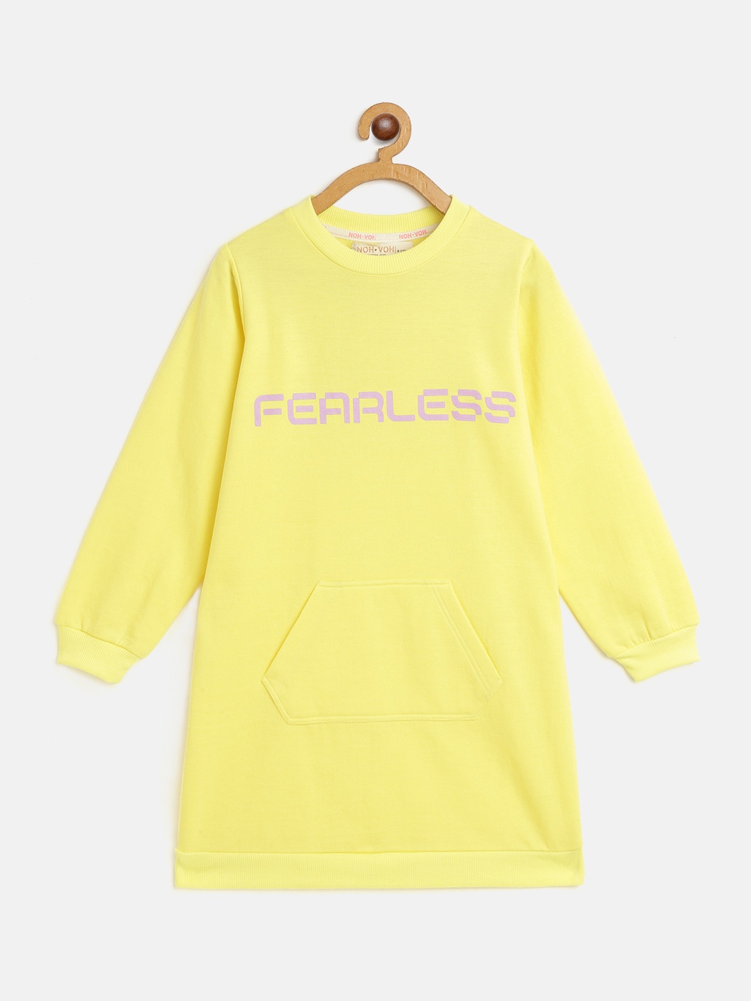 

Noh Voh - SASSAFRAS Kids Girls Yellow Fearless Printed Jumper Dress