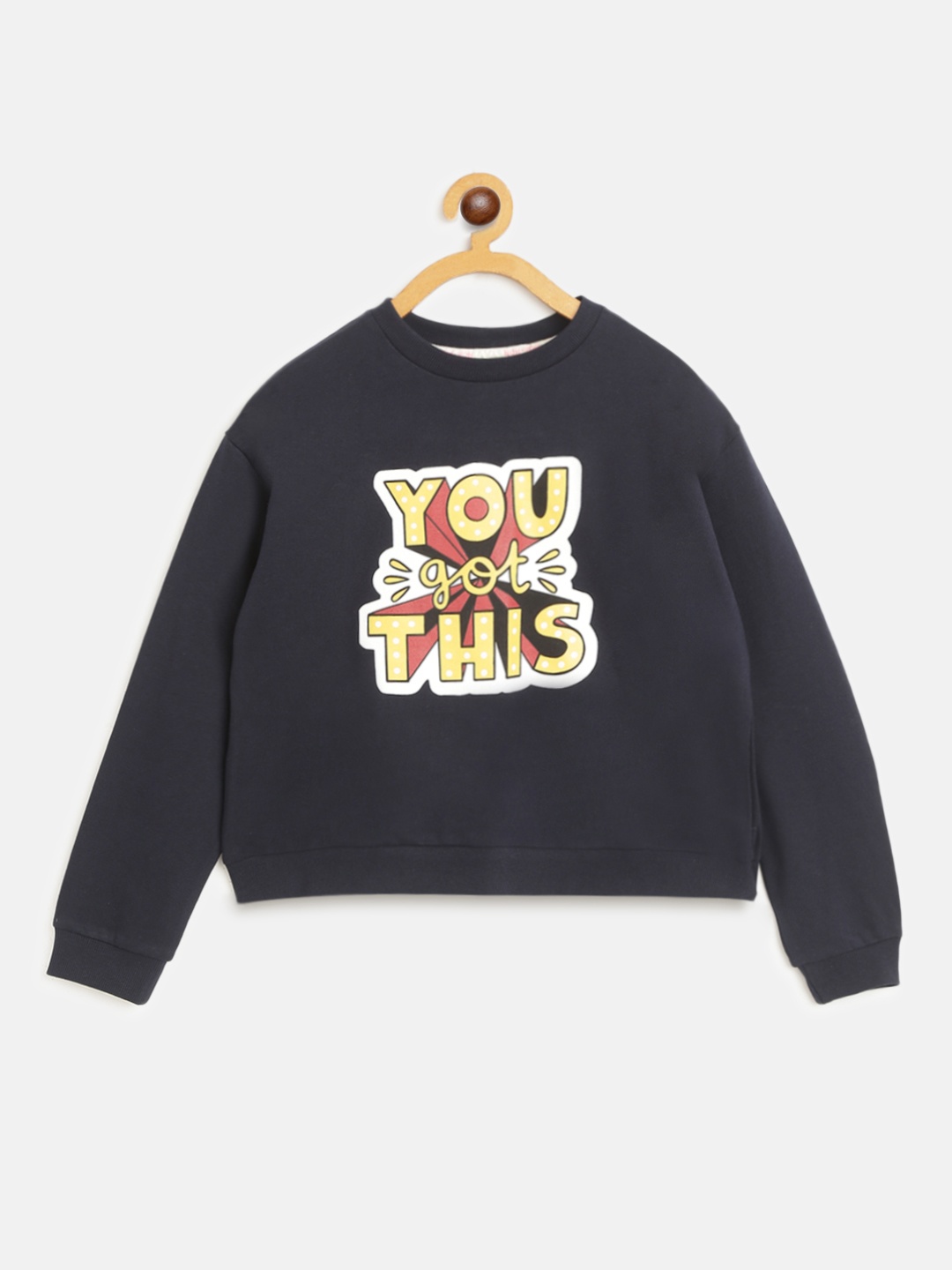 

Noh Voh - SASSAFRAS Kids Girls Navy Blue & Yellow Printed Sweatshirt