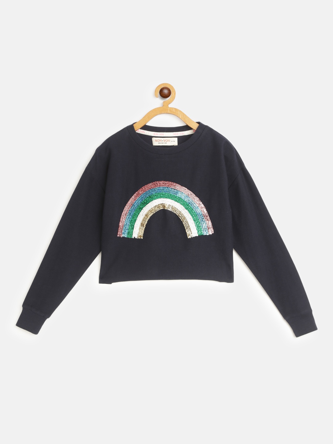 

Noh Voh - SASSAFRAS Kids Girls Navy Blue Embellished Sweatshirt