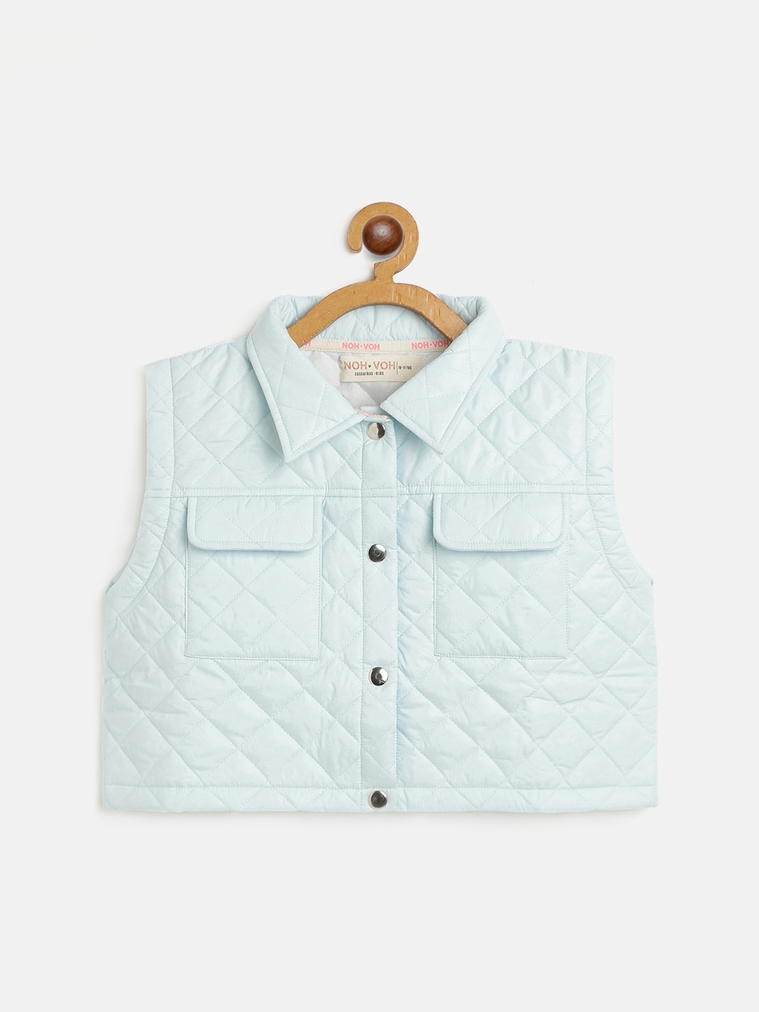 

Noh Voh - SASSAFRAS Kids Girls Blue Crop Quilted Jacket