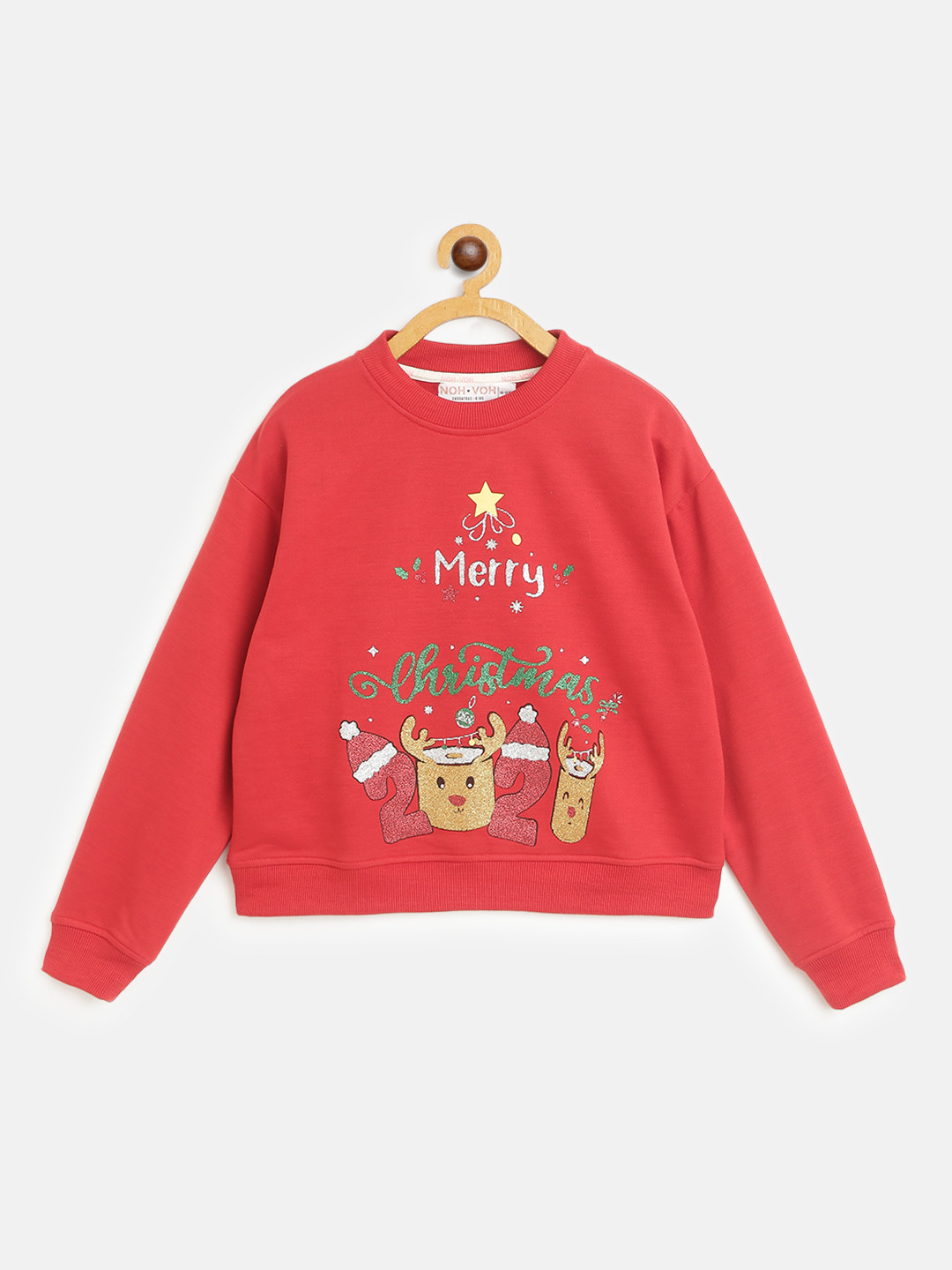 

Noh Voh - SASSAFRAS Kids Girls Red Printed Sweatshirt