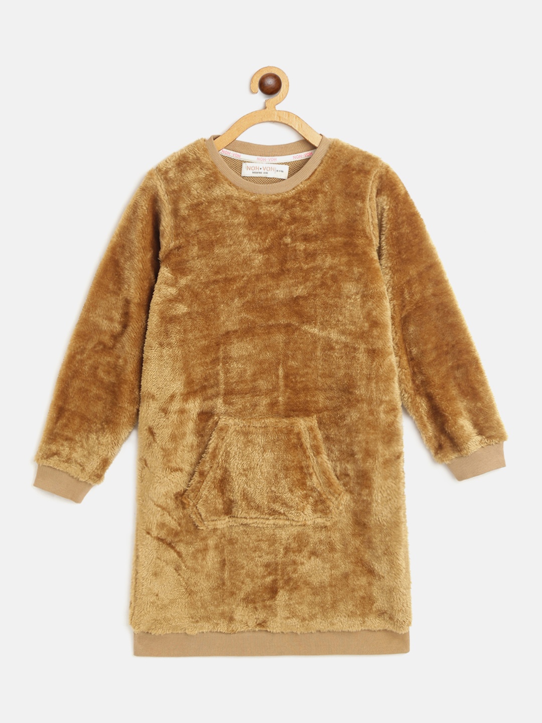 

Noh Voh - SASSAFRAS Kids Girls Brown Faux Fur Jumper Dress