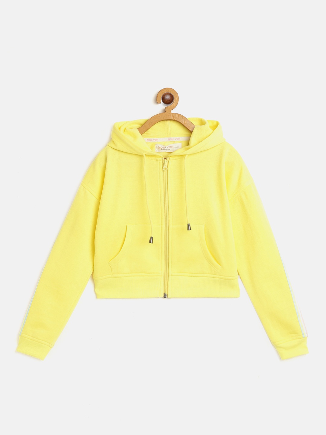 

Noh Voh - SASSAFRAS Kids Girls Yellow Solid Tailored Jacket with Side Taping