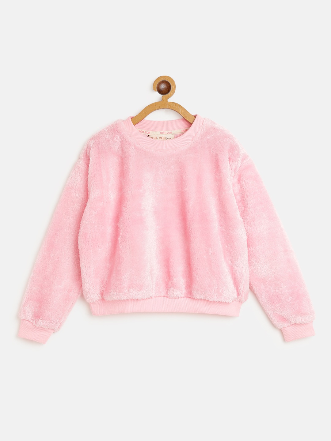 

Noh Voh - SASSAFRAS Kids Girls Pink Faux Fur Sweatshirt