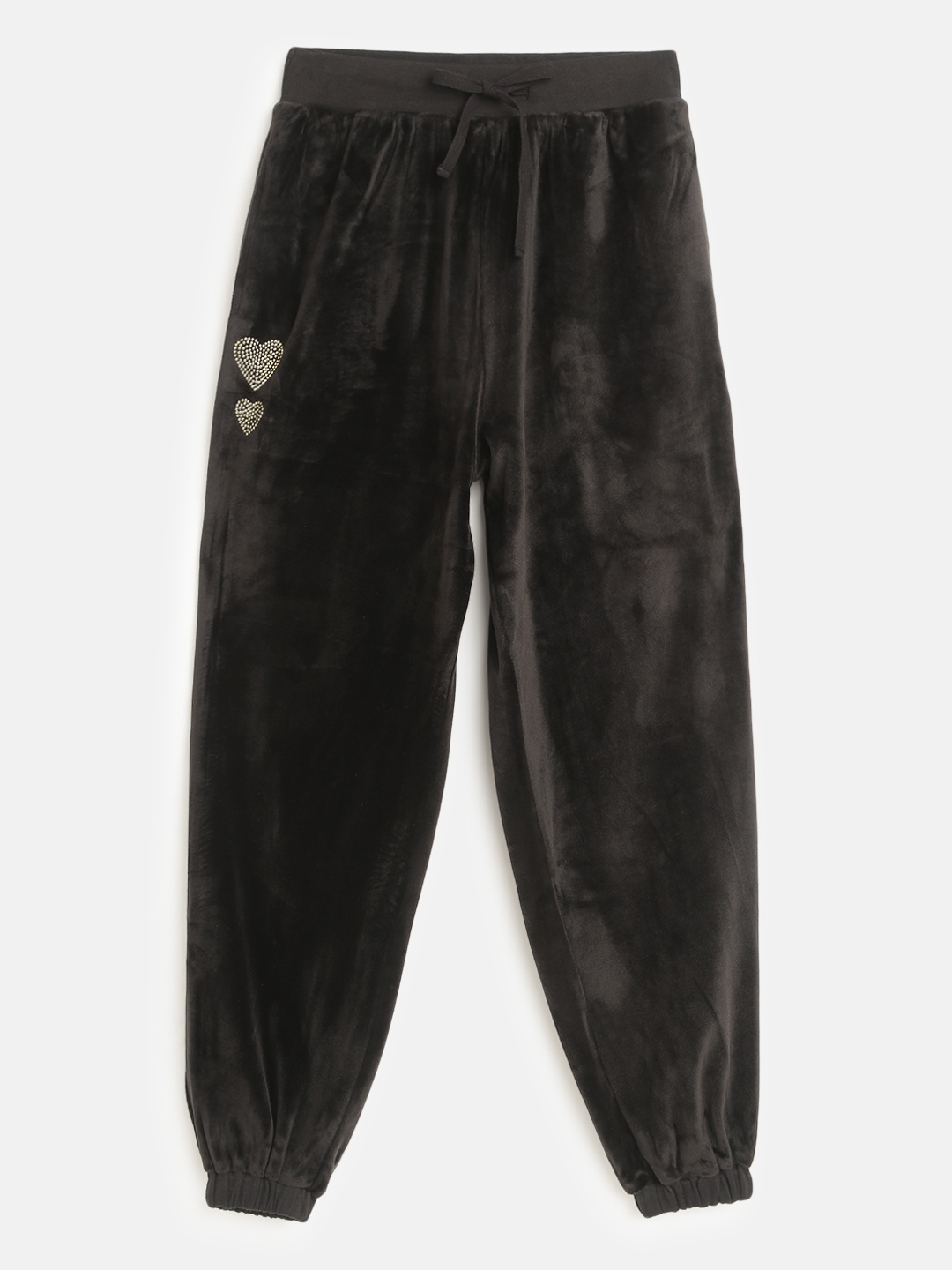

NEW SEASON Noh.Voh - SASSAFRAS Kids Girls Black Solid Joggers With Heart Detail
