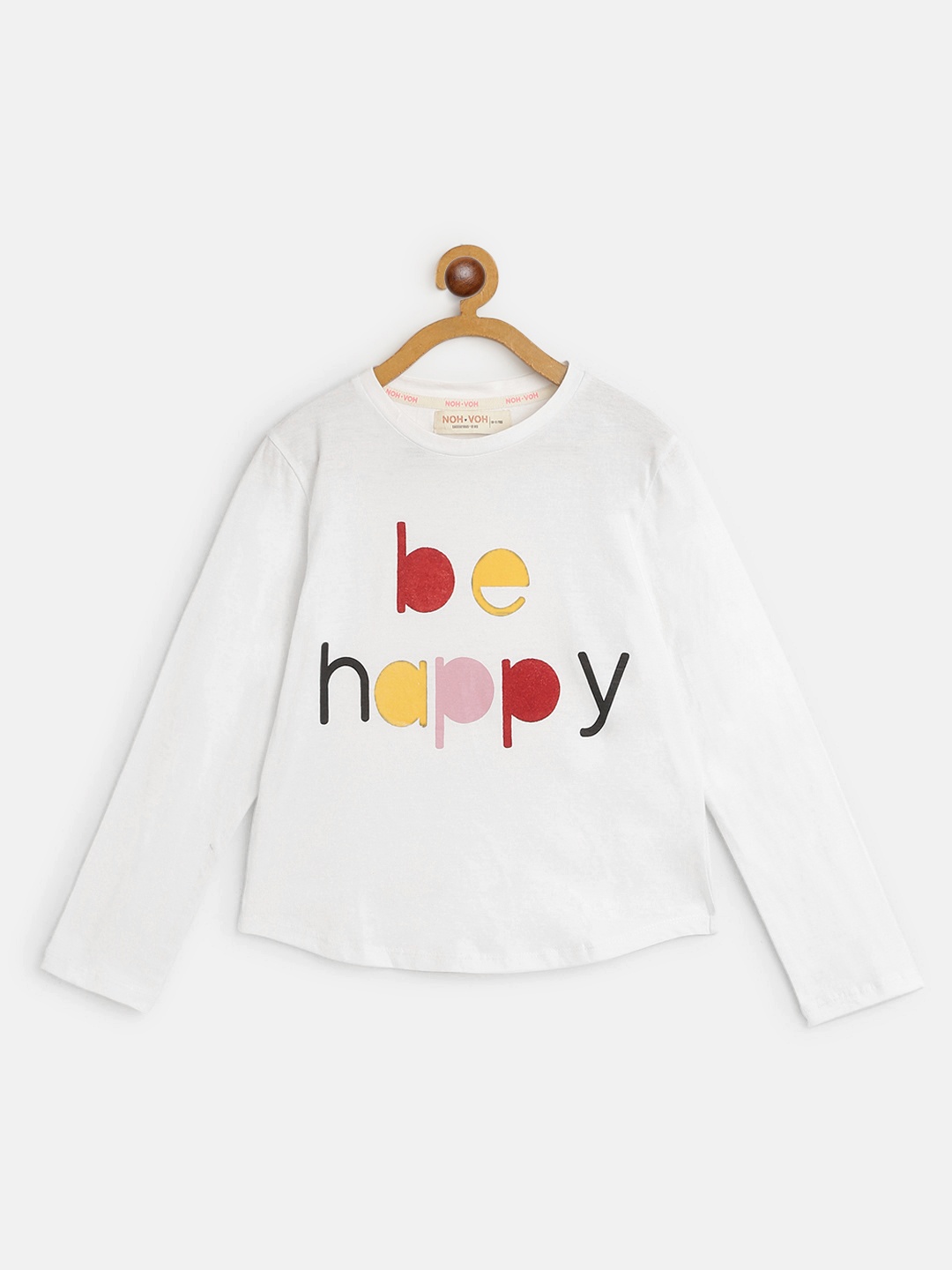 

Noh Voh - SASSAFRAS Kids Girls White & Red Typography Print Pure Cotton T-shirt