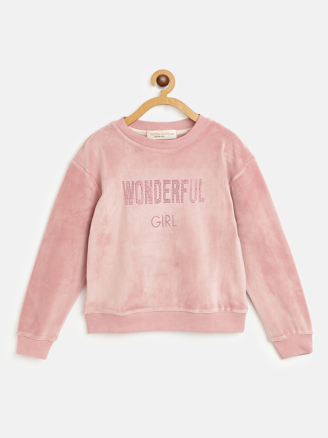 

Noh Voh - SASSAFRAS Kids Girls Pink Velvet Sweatshirt