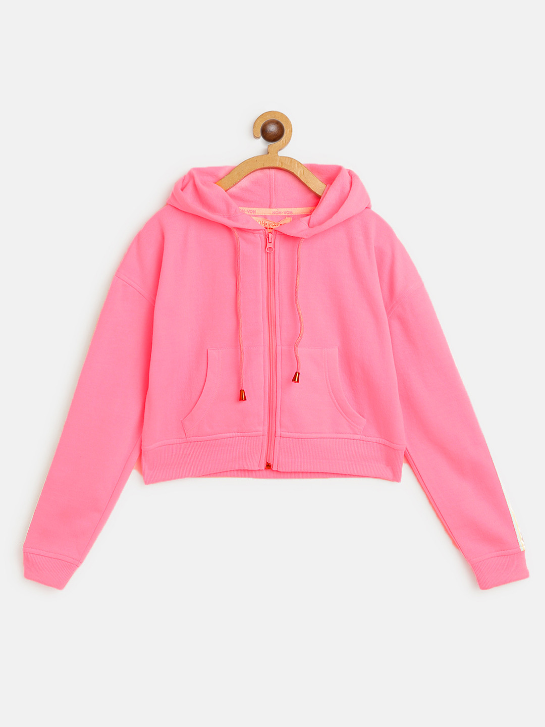 

Noh Voh - SASSAFRAS Kids Girls Pink Solid Tailored Jacket with Side Taping