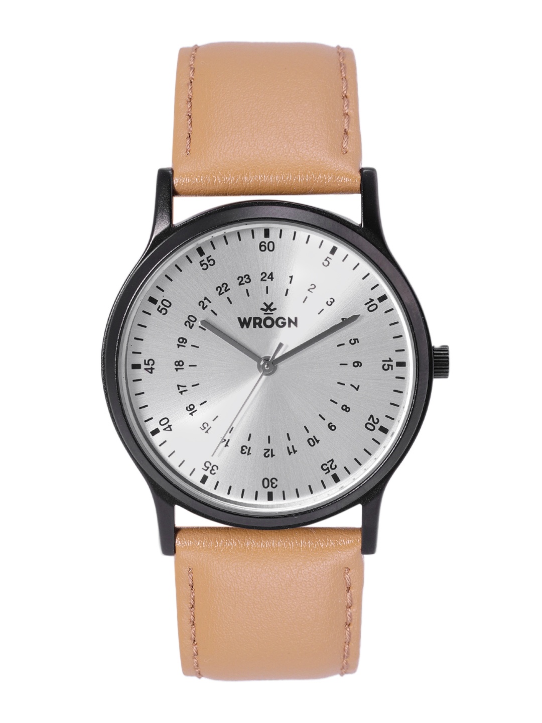 

WROGN Men Silver-Toned Dial & Brown Leather Straps Analogue Watch WRG00105A