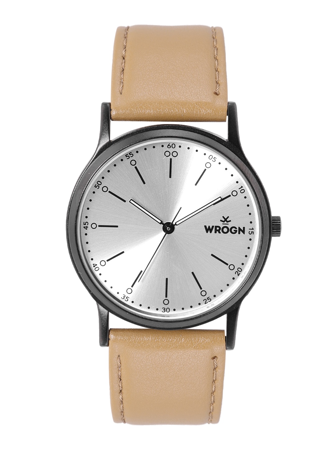 

WROGN Men Silver-Toned Dial & Beige Leather Straps Analogue Watch WRG00100A