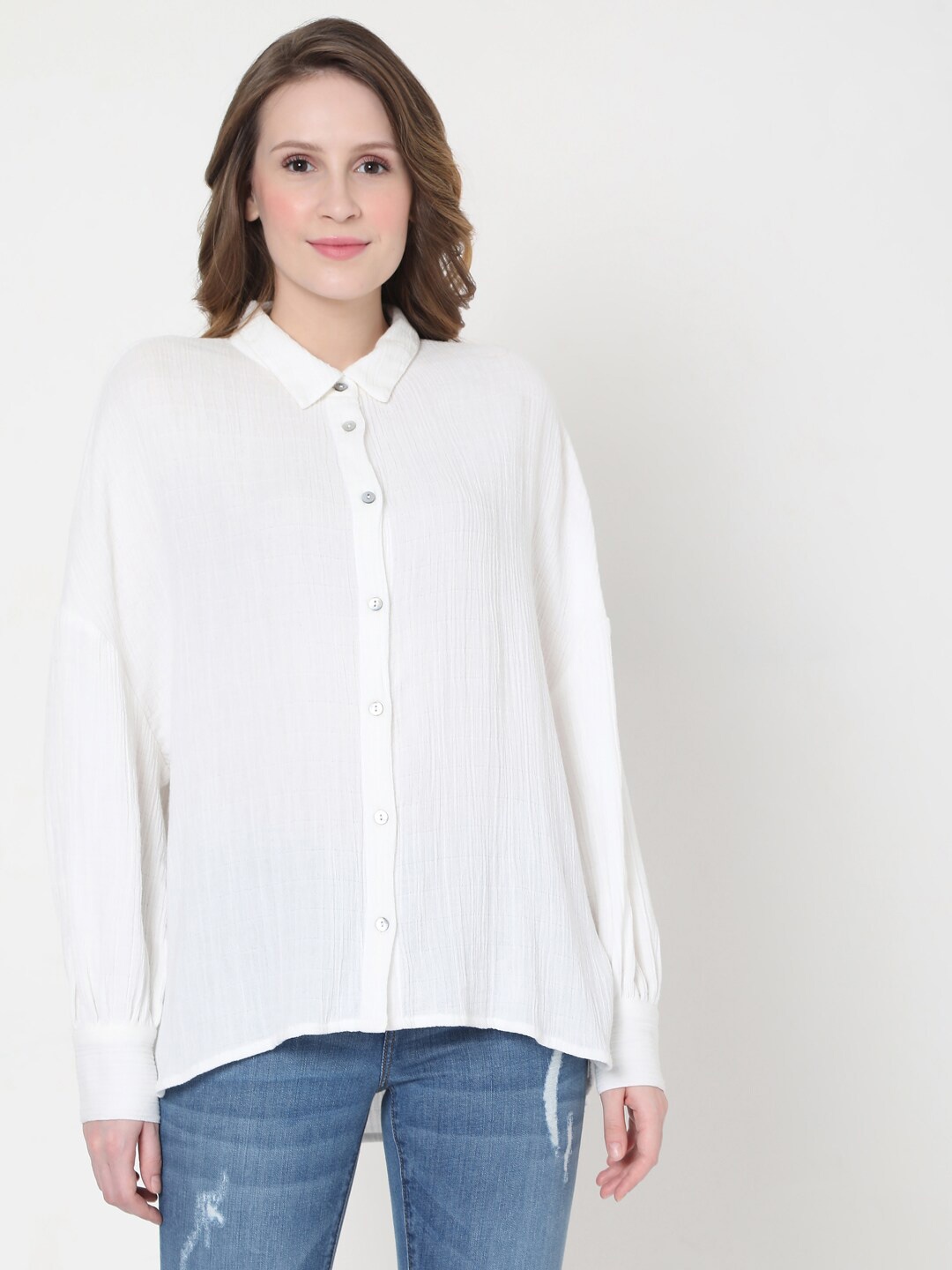 

Vero Moda Women White Solid Casual Shirt