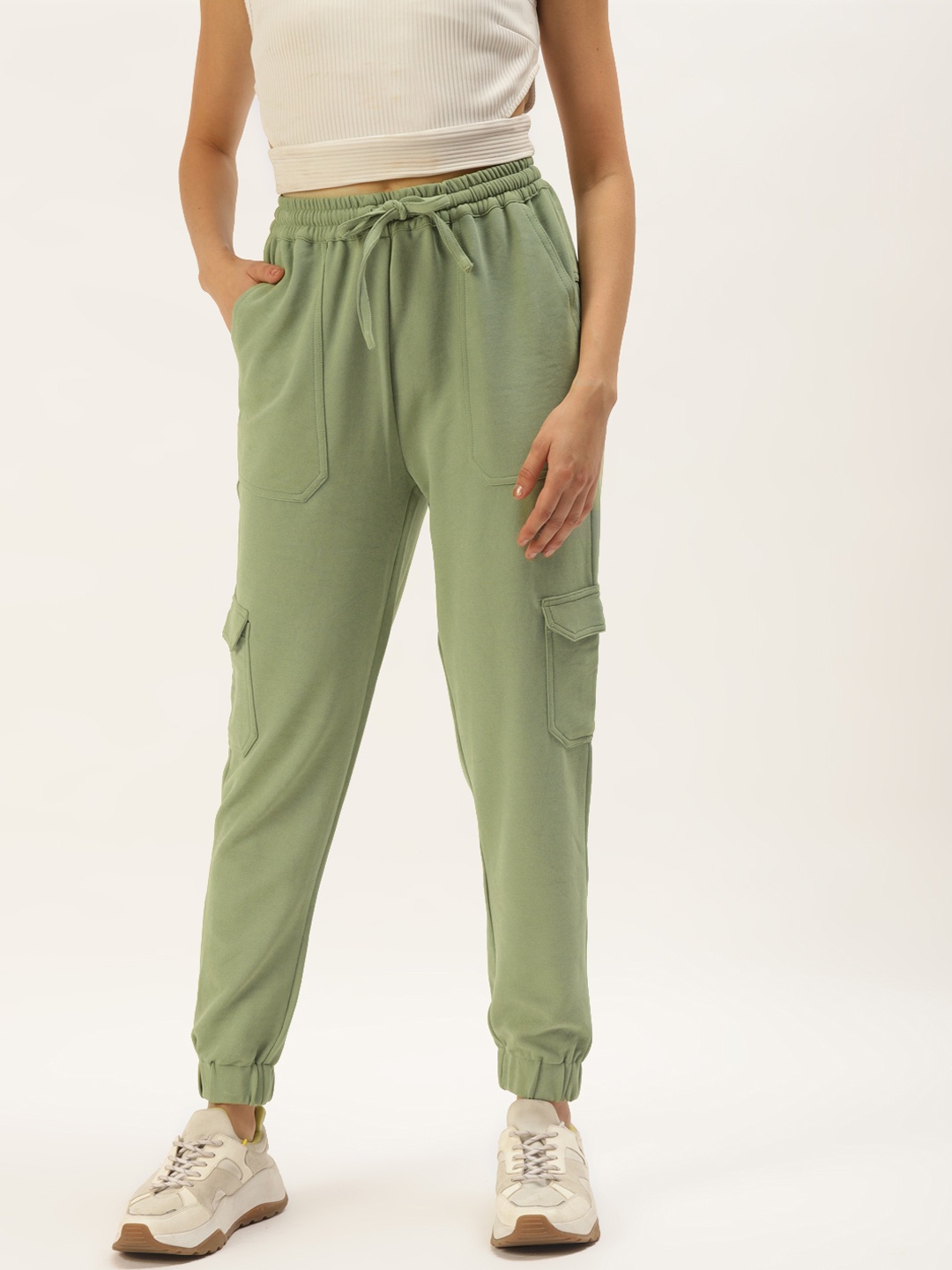 

Zastraa Women Green Loose Fit Joggers Trousers